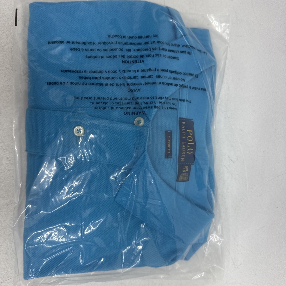 Polo Ralph Lauren Mens XXL TTG Blue Polo Shirt Classic Fit Yellow Pony Logo - Picture 9 of 9